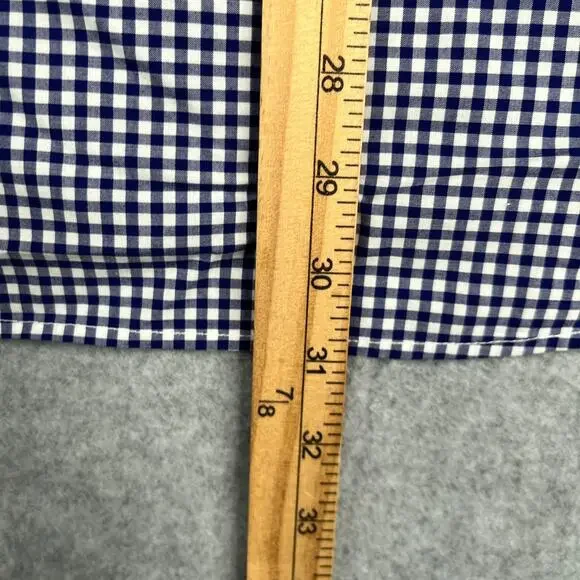 Uniqlo Shirt Large Navy Blue Gingham Check Button Up Long Sleeve Casual Mens - Picture 8 of 10